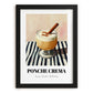 Ponche Crema – on Striped Tablecloth, Venezuelan Beverage Still Life, in sleek black frame