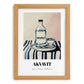 Akvavit – on Striped Tablecloth, Danish Spirit Poster, set in oak frame