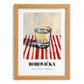 Borovička – on Striped Tablecloth, Slovak Beverage Poster, set in oak frame
