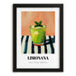 Limonana – on Striped Tablecloth, Israeli Lemonade Still Life, in sleek black frame