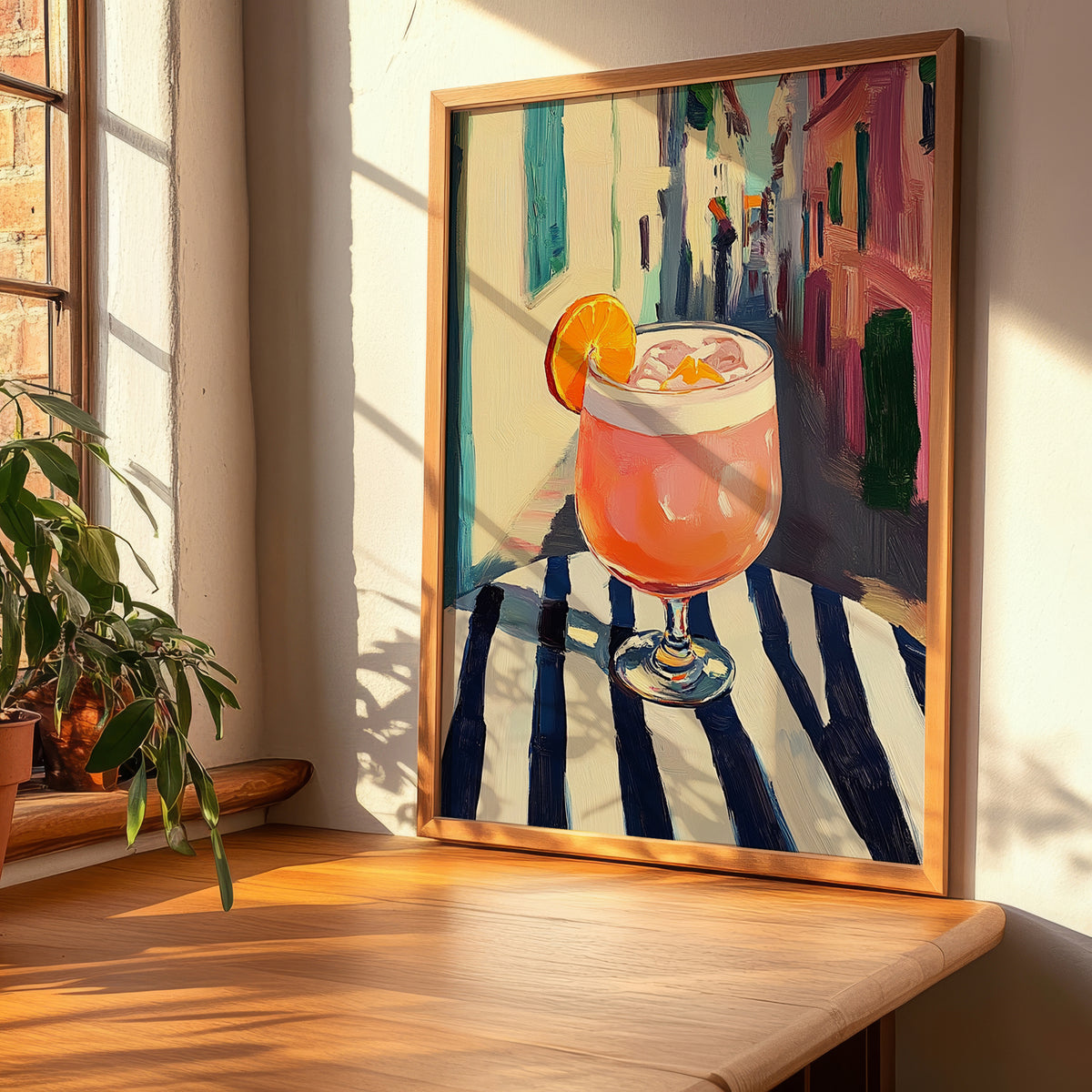 Singapore Sling – Singaporean Street Café Scene, Singaporean Beverage Wall Decor, clean layout with no caption