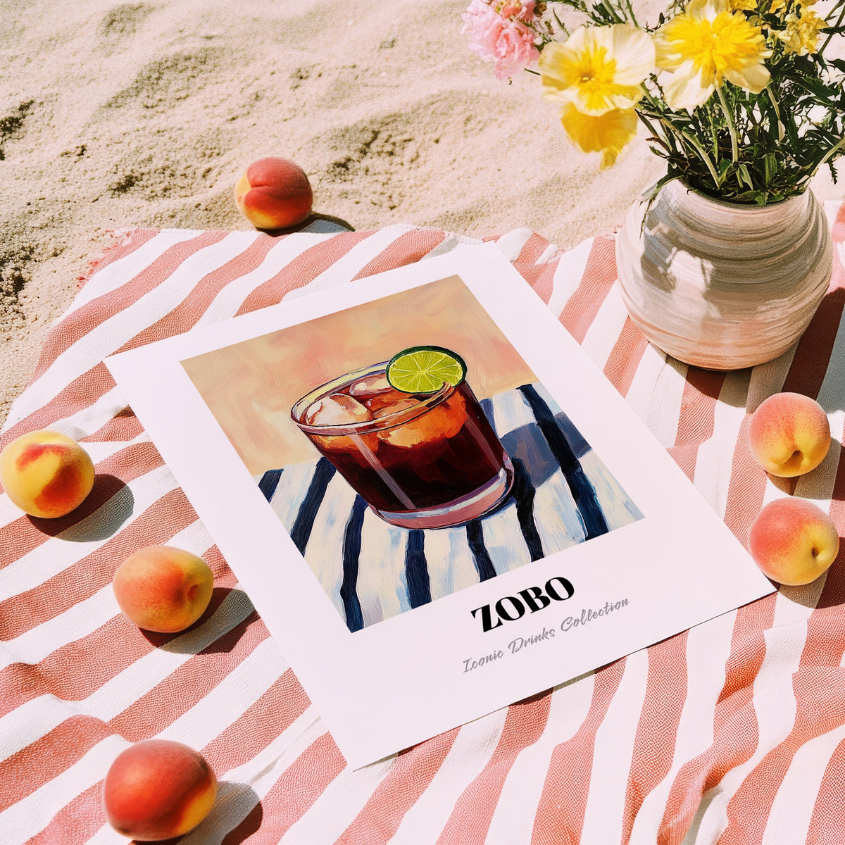 Zobo – on Striped Tablecloth, Nigerian Spirit Wall Decor, unframed on coastal sand