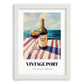 Vintage Port – Portuguese Seaside Café Scene, Portuguese Dessert Wine Painting, placed in minimal white frame