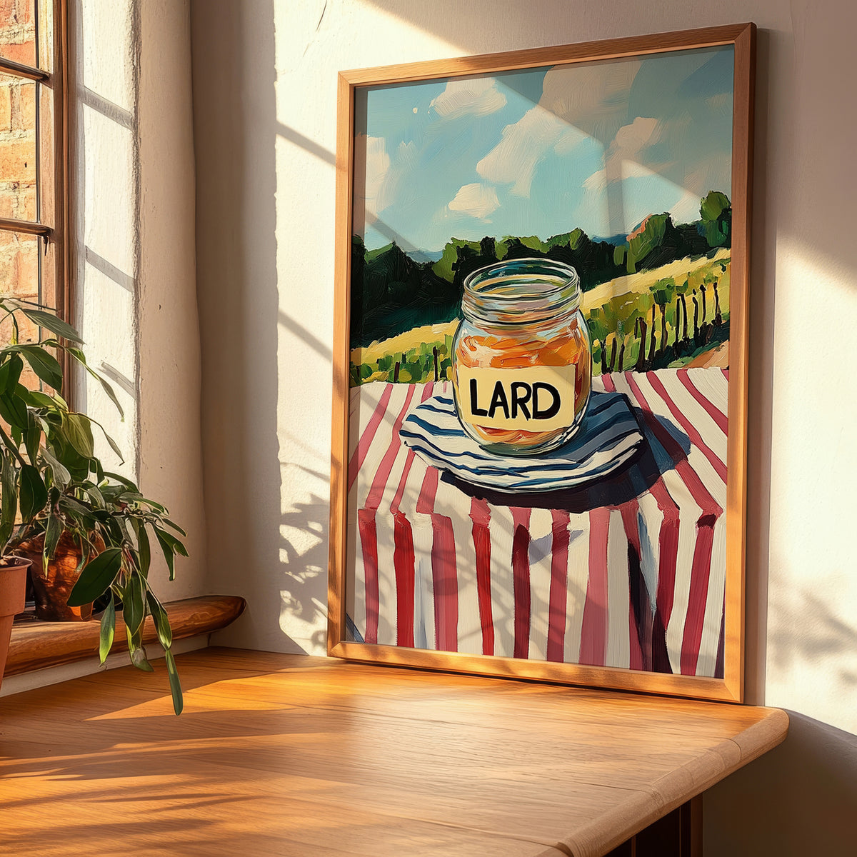 Lard – Italian Hilltop Table Scene, Pantry Wall Decor, clean layout with no caption