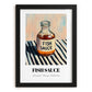 Fish Sauce – on Striped Tablecloth, Grocery Painting, in sleek black frame