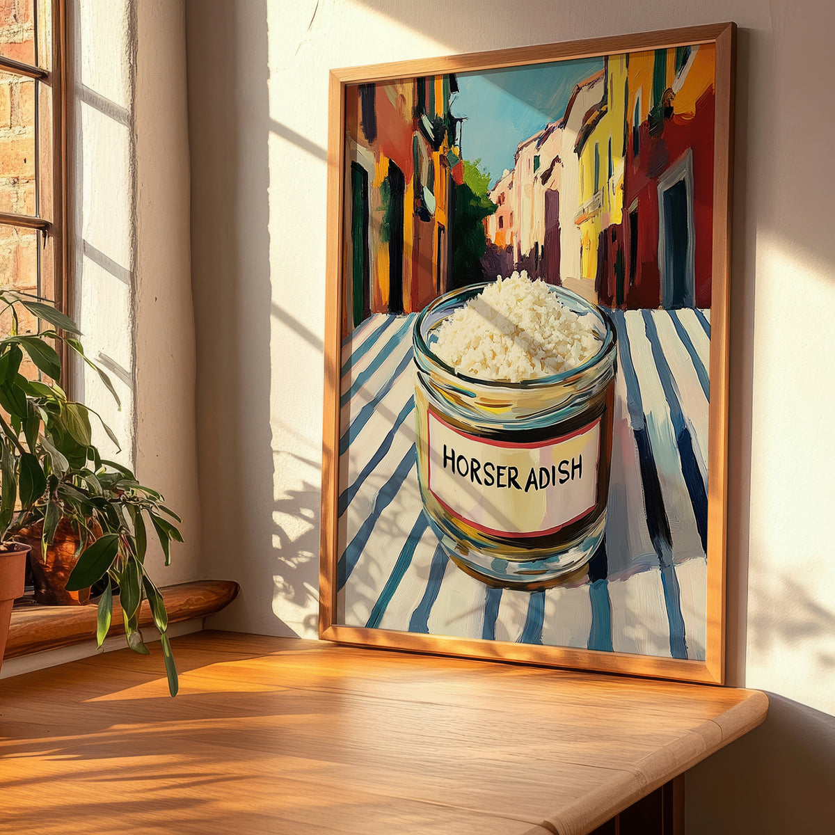 Horseradish – Italian Street Café Scene, Grocery Still Life, clean layout with no caption