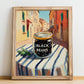 Black Beans – Italian Outdoor Café Scene, Grocery Illustration, no-text version framed in wood
