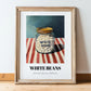 White Beans – on Striped Tablecloth, Grocery Painting, in wooden frame leaning on the floor