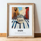 Oats – Italian Street Café Scene, Pantry Illustration, in wooden frame leaning on the floor