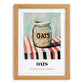 Oats – on Striped Tablecloth, Food Stash Painting, set in oak frame