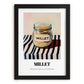 Millet – on Striped Tablecloth, Pantry Painting, in sleek black frame