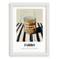 Farro – on Striped Tablecloth, Pantry Wall Decor, placed in minimal white frame