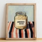 Arborio Rice – on Striped Tablecloth, Grocery Still Life, no-text version framed in wood