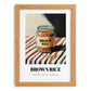 Brown Rice – on Striped Tablecloth, Larder Wall Decor, set in oak frame