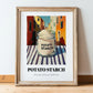 Potato Starch – Italian Street Café Scene, Sweetener Print, in wooden frame leaning on the floor