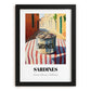 Sardines – Italian Outdoor Café Scene, Canned Food Illustration, in sleek black frame
