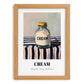 Cream – on Striped Tablecloth, Dairy Print, set in oak frame