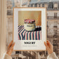 Yogurt – on Striped Tablecloth, Dairy Illustration, styled in a charming Paris street view