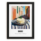 Brie – Italian Outdoor Café Scene, Cheese Poster, in sleek black frame