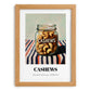 Cashews – on Striped Tablecloth, Nuts Painting, set in oak frame