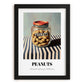 Peanuts – on Striped Tablecloth, Nuts Illustration, in sleek black frame