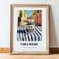 Chia Seeds – Italian Street Café Scene, Nuts Poster, in wooden frame leaning on the floor