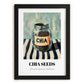 Chia Seeds – on Striped Tablecloth, Nuts Wall Decor, in sleek black frame