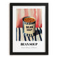 Bean Soup – on Striped Tablecloth, Canned Vegetables Wall Decor, in sleek black frame
