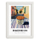 Baked Beans – Italian Outdoor Café Scene, Canned Vegetables Illustration, placed in minimal white frame