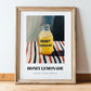 Honey Lemonade – on Striped Tablecloth, Lemonade Illustration, in wooden frame leaning on the floor
