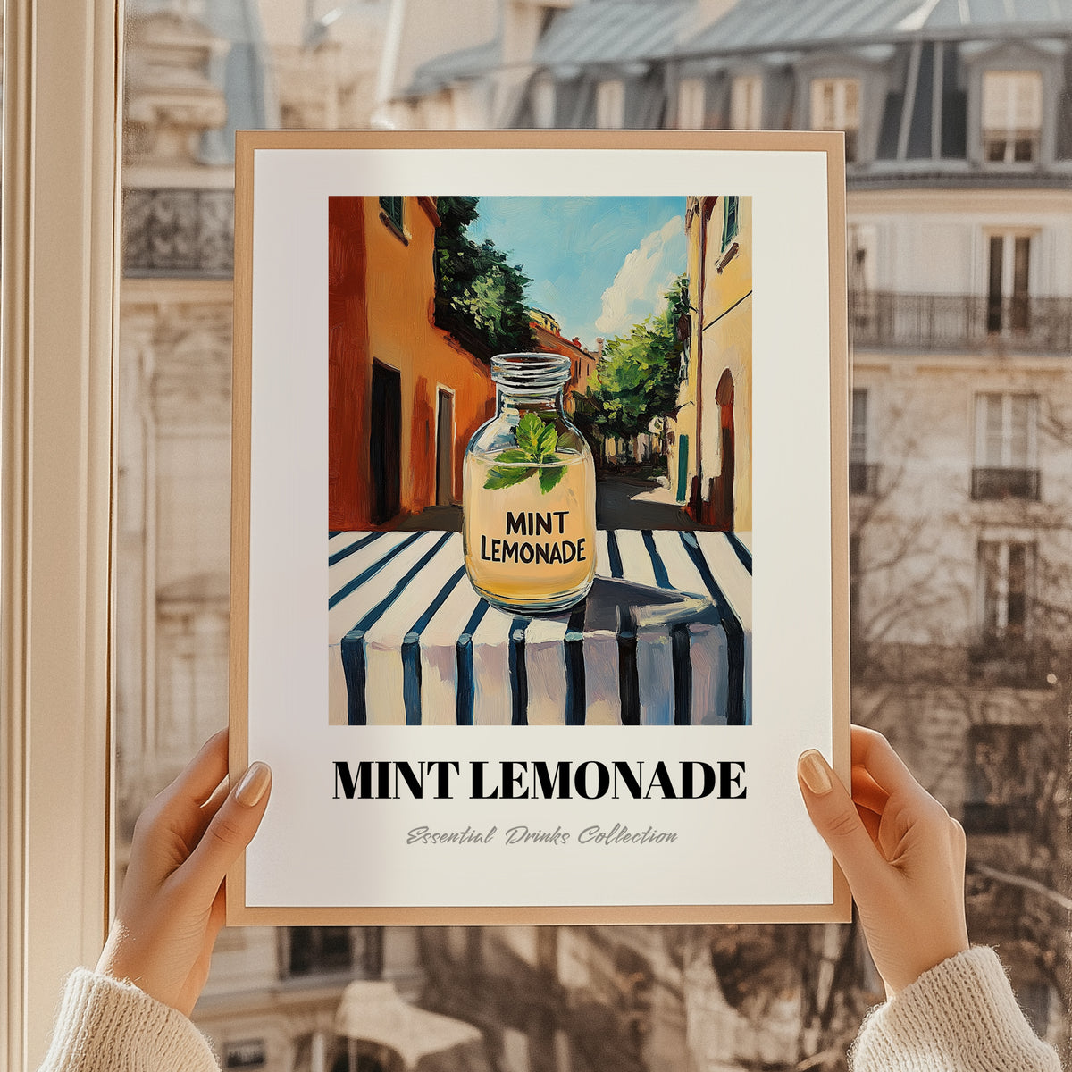 Mint Lemonade – Italian Outdoor Café Scene, Lemonade Still Life, styled in a charming Paris street view