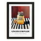 Ginger Lemonade – on Striped Tablecloth, Lemonade Wall Decor, in sleek black frame