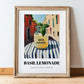 Basil Lemonade – Italian Café on the Corner, Lemonade Wall Painting, in wooden frame leaning on the floor