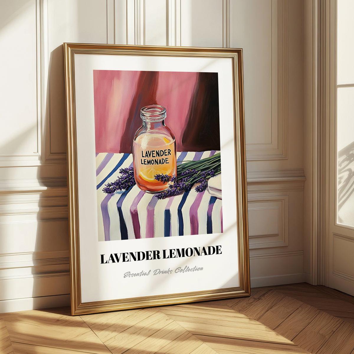 Lavender Lemonade – on Striped Tablecloth, Lemonade Print