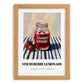 Strawberry Lemonade – on Striped Tablecloth, Lemonade Painting, set in oak frame