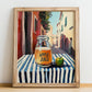 Apple Juice – Italian Café on the Corner, Lemonade Painting, no-text version framed in wood