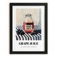 Grape Juice – on Striped Tablecloth, Lemonade Print, in sleek black frame