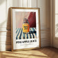 Pineapple Juice – on Striped Tablecloth, Lemonade Wall Decor