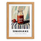 Tomato Juice – on Striped Tablecloth, Lemonade Art, set in oak frame
