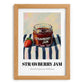 Strawberry Jam – on Striped Tablecloth, Jam Wall Art, set in oak frame