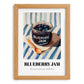 Blueberry Jam – on Striped Tablecloth, Jam Wall Decor, set in oak frame