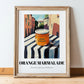 Orange Marmalade – Italian Café on the Corner, Jam Poster, in wooden frame leaning on the floor