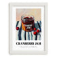 Cranberry Jam – on Striped Tablecloth, Jam Wall Poster, placed in minimal white frame
