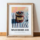 Mixed Berry Jam – on Striped Tablecloth, Jam Wall Decor, in wooden frame leaning on the floor