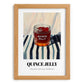Quince Jelly – on Striped Tablecloth, Jam Illustration, set in oak frame