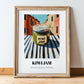 Kiwi Jam – Italian Street Café Scene, Jam Print, in wooden frame leaning on the floor