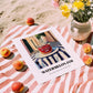 Watermelon Jam – Italian Café on the Corner, Jam Painting, unframed on coastal sand