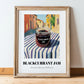 Blackcurrant Jam – Italian Urban Café Scene, Jam Wall Illustration, in wooden frame leaning on the floor