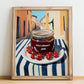 Redcurrant Jam – Italian Outdoor Café Scene, Jam Wall Art, no-text version framed in wood