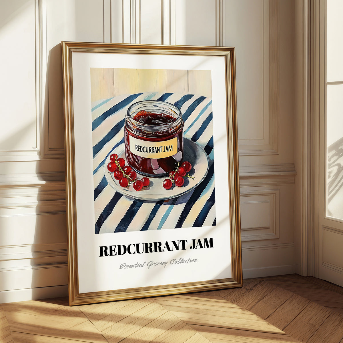Redcurrant Jam – on Striped Tablecloth, Jam Wall Art